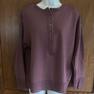Athleta Button-Up Sweatshirt, Medium, Stylish Mauve Color, EUC